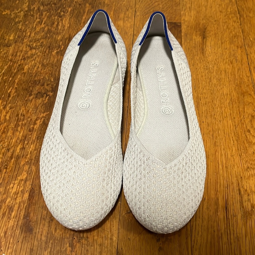 Rothy's "The Flat" Flax Birdseye White Rounded Toe Ballet Flat Size 12